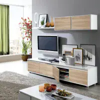 Alida White And Oak Effect TV Entertainment Cabinet With Wall Unit 0F6663A S/O