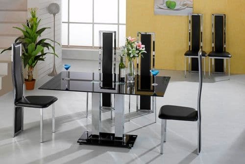 Allegretti Black Glass Dining Set HL276-18