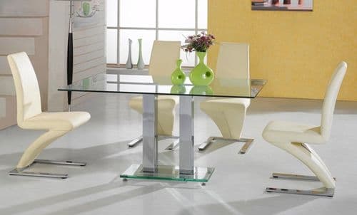 Allegretti Glass Dining Set 4 Zed Chairs HL282-18