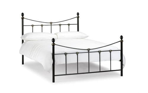 Almadén Satin Black Antique Gold Powder Coated Finish King Size Bed JB443
