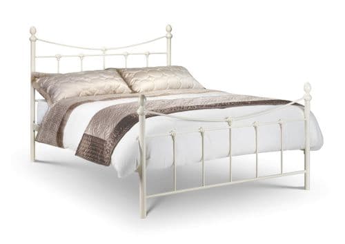 Almadén Stone White Satin Finish Metal King Size Bed JB444