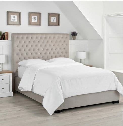 Alsace Beige Fabric High Headboard Double Bed 22LD188