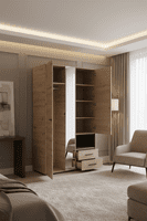Althena 3 Door Grey Oak 127.5cm Wardrobe With Drawers And Mirror
