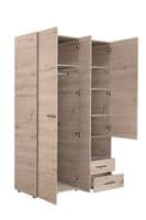 Althena 3 Door Grey Oak 127.5cm Wardrobe With Drawers And Mirror