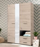 Althena 3 Door Grey Oak 127.5cm Wardrobe With Drawers And Mirror