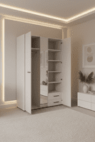 Althena 3 Door White 127.5cm Wardrobe With Drawers And Mirror