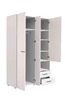 Althena 3 Door White 127.5cm Wardrobe With Drawers And Mirror