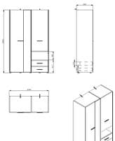Althena 3 Door White 127.5cm Wardrobe With Drawers And Mirror