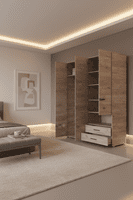 Althena 4 Door Oak Effect Wardrobe With Open Shelf And Drawers