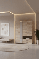 Althena 4 Door Oak Effect Wardrobe With Open Shelf And Drawers