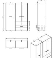 Althena 4 Door Oak Effect Wardrobe With Open Shelf And Drawers