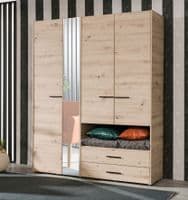 Althena 4 Door Oak Effect Wardrobe With Open Shelf And Drawers