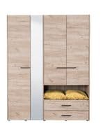 Althena 4 Door Oak Effect Wardrobe With Open Shelf And Drawers