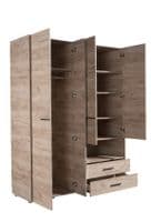 Althena 4 Door Oak Effect Wardrobe With Open Shelf And Drawers