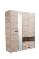 Althena 4 Door Oak Effect Wardrobe With Open Shelf And Drawers