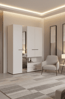 Althena 4 Door White Wardrobe With An Open Shelf And Drawers