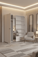 Althena 4 Door White Wardrobe With An Open Shelf And Drawers
