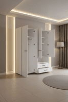 Althena 4 Door White Wardrobe With An Open Shelf And Drawers