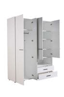 Althena 4 Door White Wardrobe With An Open Shelf And Drawers