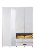 Althena 4 Door White Wardrobe With An Open Shelf And Drawers