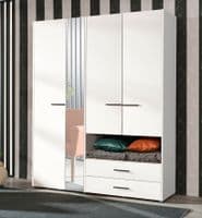 Althena 4 Door White Wardrobe With An Open Shelf And Drawers
