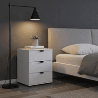 Althena Valenca Arctic White 3 Drawer Bedside Table - 11008319