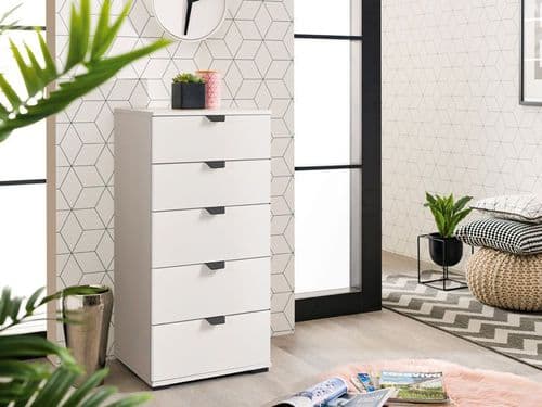 Althena Valenca Arctic White Narrow 5 Drawer Chest - 11008310