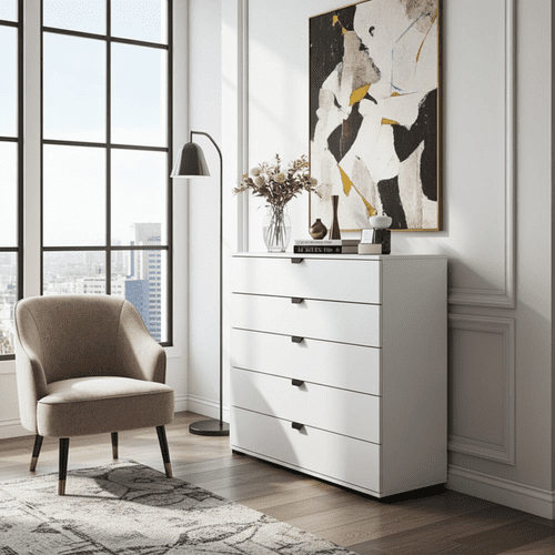 Althena Valenca Arctic White Wide 6 Drawer Chest - 11008296