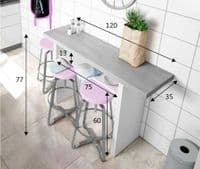 Alvor Folding Grey and White Slim Extending Breakfast Bar Table 2941