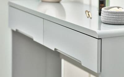 grey high gloss dressing table Alzira with 2 Drawers 22JB563 Scan design