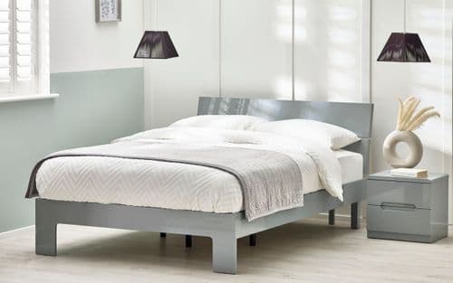 Alzira Modern Grey High Gloss Double Bed 22JB565