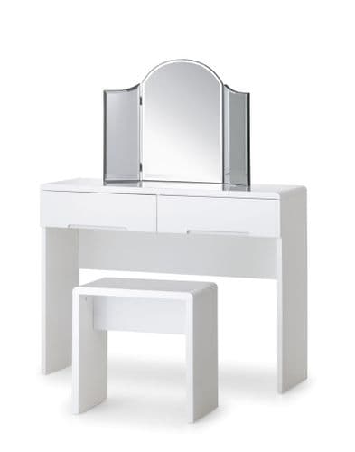 Alzira White High Gloss Dressing Table with 2 Drawers JB316