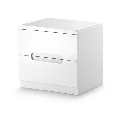 Alzira White High Gloss Lacquer 2 Drawer Bedside JB307