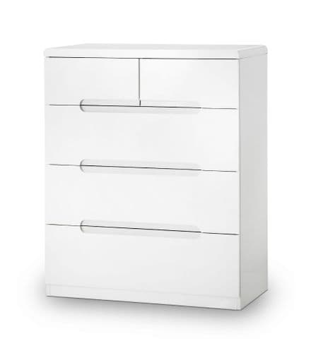 Alzira White High Gloss Lacquer 3+2 Drawer Chest JB310