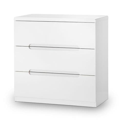 Alzira White High Gloss Lacquer 3 Drawer Chest JB309