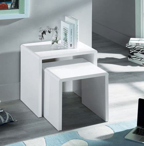Alzira White High Gloss Nest of Tables 18JB296