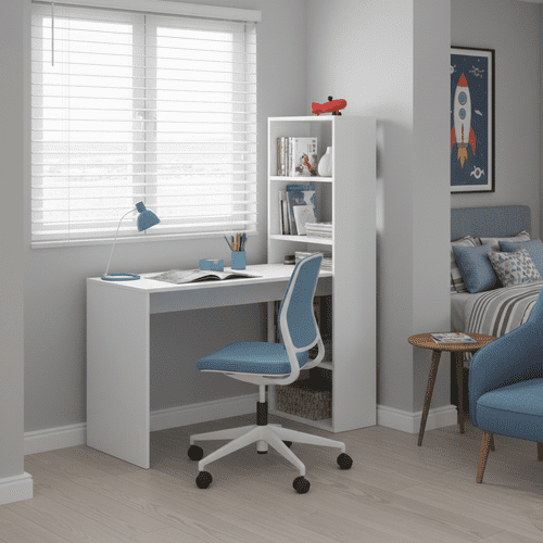 Amalfi White Combo Computer Desk Table with Bookshelf 2564