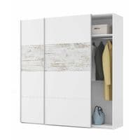 Amani Artic White and Rustic Oak Effect Modern 2 Door Sliding Wardrobe 180cm - ARM181A