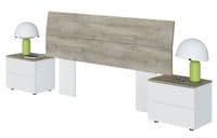 Amani Oak and White Modern Headboard with Bedsides - 016073C