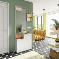 Amone Grey and White  Hallway Shoe Cabinet with Mirror 016745L SO