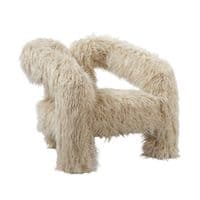 Anora Ivory Faux Fur Accent Lounge Chair - 25LD