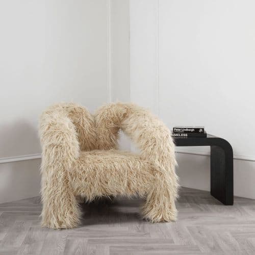 Anora Ivory Faux Fur Accent Lounge Chair - 25LD