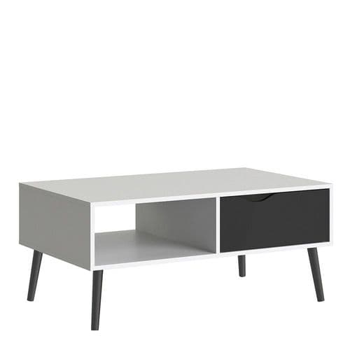 Anslo White & Black Matt 1 Drawer, 1 Shelf Coffee Table FG7047538449GM