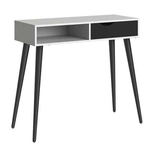 Anslo White & Black Matt 1 Drawer, 1 Shelf Console Table FG7047538849GM
