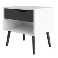 Calvino Display Cabinet in High Gloss White & Walnut - furniturefactor.co.uk