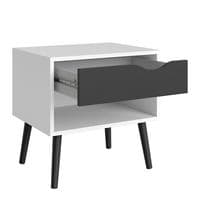 Calvino Display Cabinet in High Gloss White & Walnut - furniturefactor.co.uk