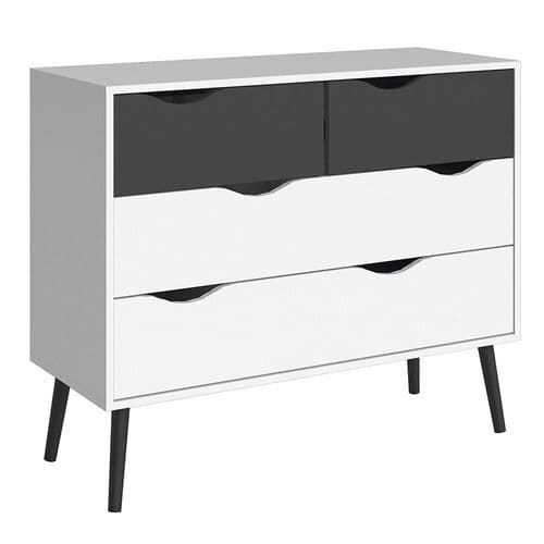 Anslo White & Black Matt 2+2 Chest of Drawers FG7047539549GM