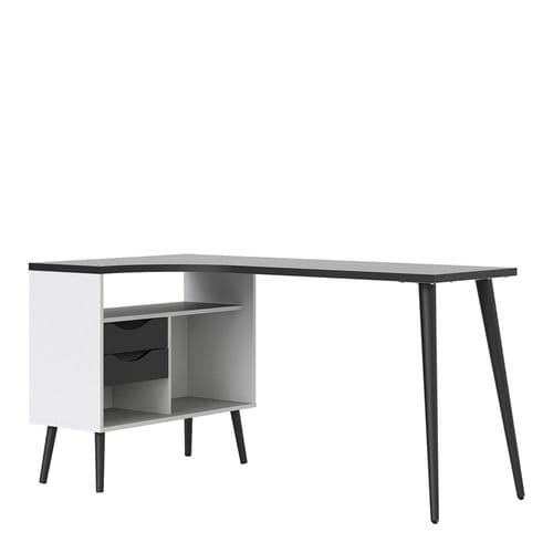 Anslo White & Black Matt 2 Drawer Desk FB7047545049GM