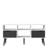 Calvino Display Cabinet in High Gloss White & Walnut - furniturefactor.co.uk