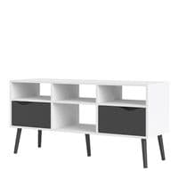 Calvino Display Cabinet in High Gloss White & Walnut - furniturefactor.co.uk